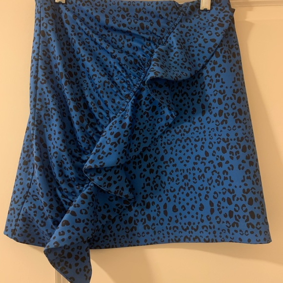 Karina Grimaldi Danielle Skirt Blue Leopard Print - Picture 1 of 4
